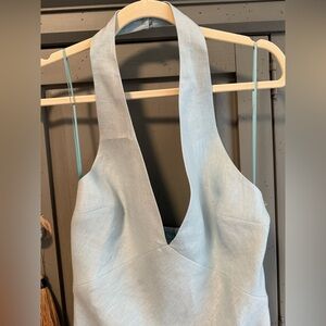 Reformation Delilah Sky Blue Washable Linen Maxi dress  NWT